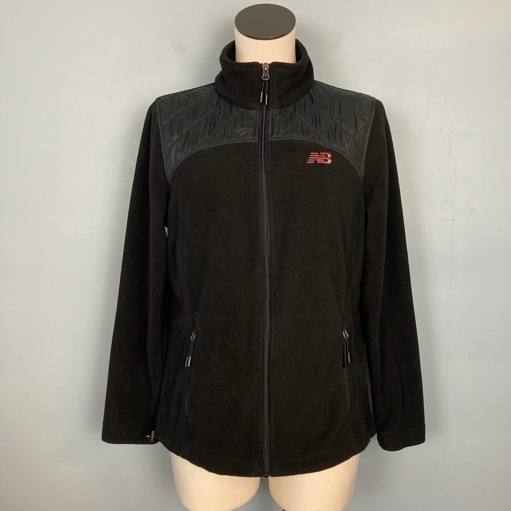 𝅺new Balance Women's Full Zip Fleece Jacket Quilted Yoke Rose Gold Logo Size M